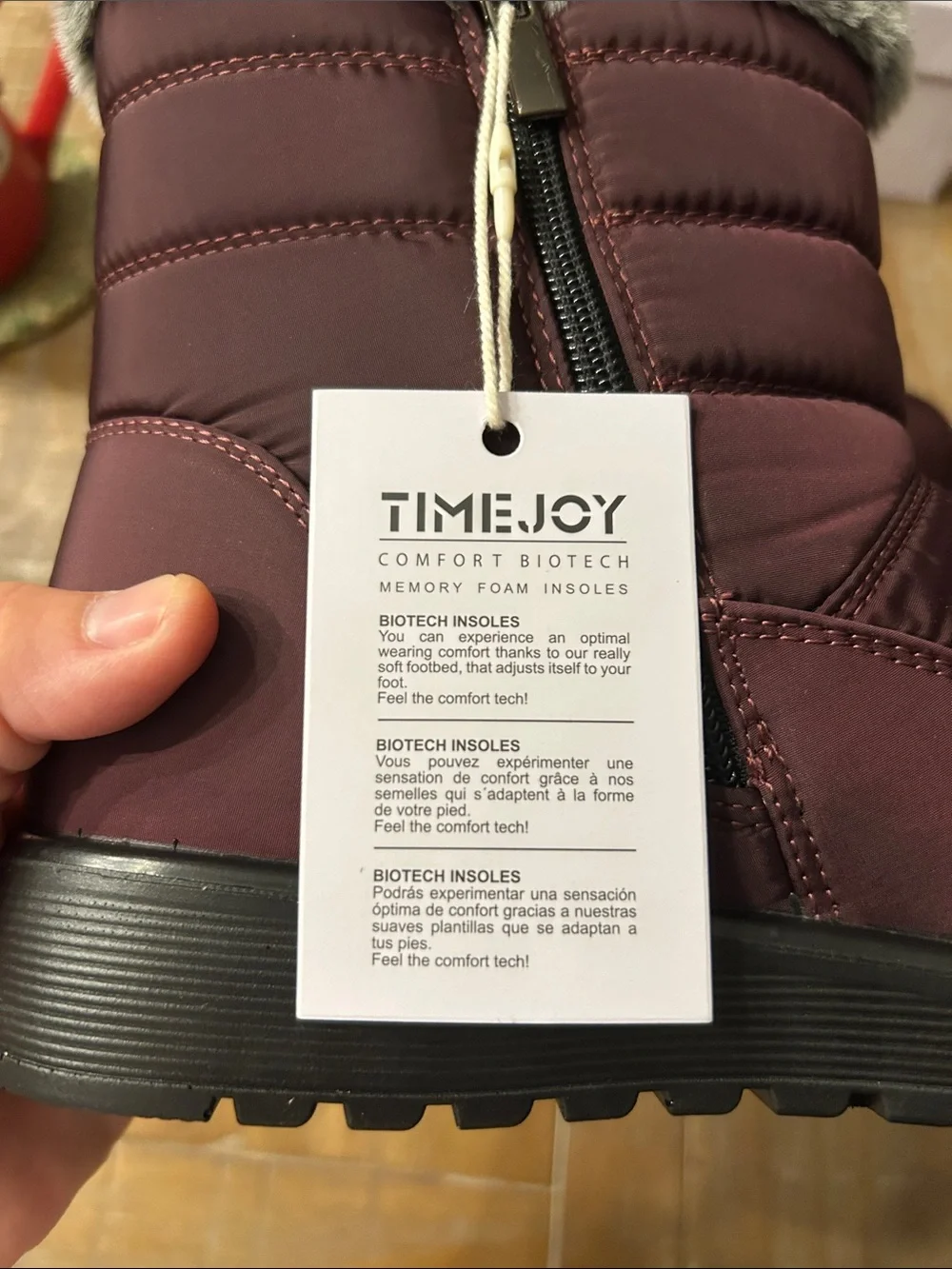 Women's Faux-Fur Trim Winter Ankle Boots in Burgundy